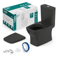 Kit Vaso Sanitário Com Caixa Acoplada Assento Termofixo E Acessórios De Instalação Boss Matte Black Celite - 5