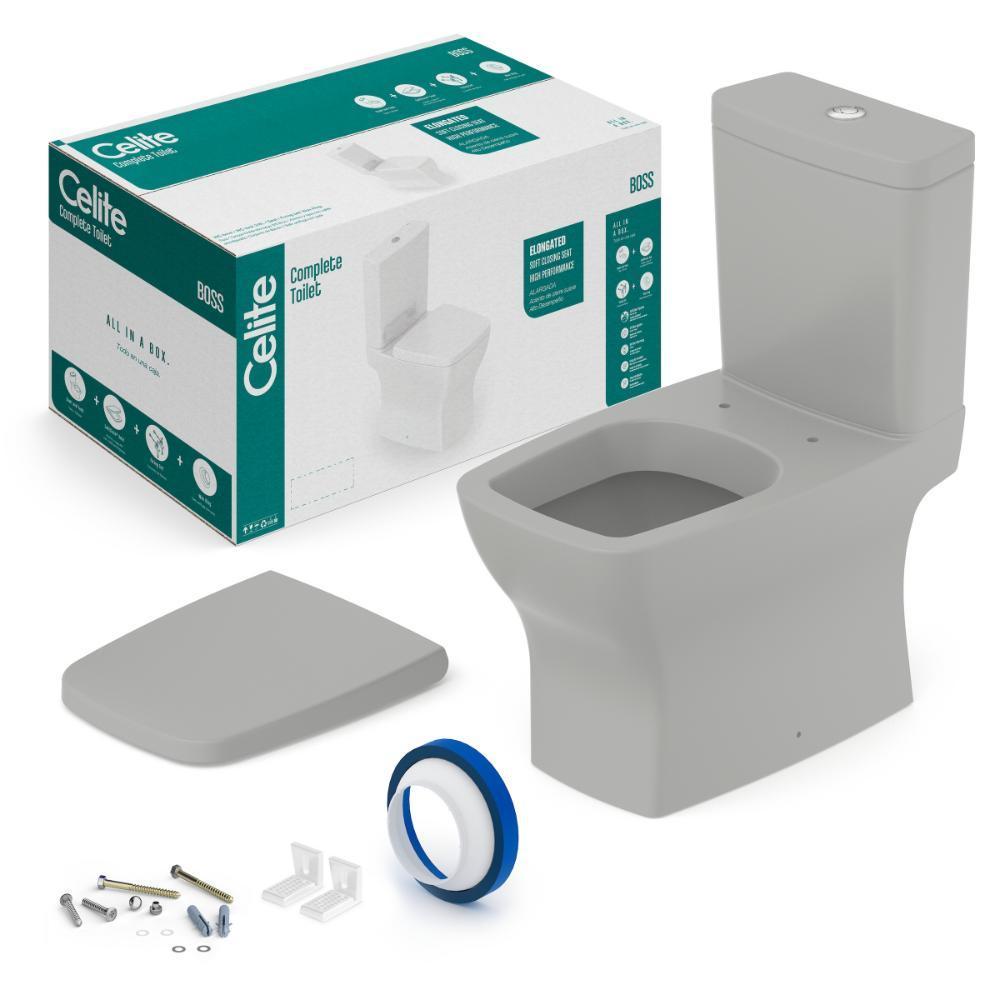 Kit Vaso Sanitário Com Caixa Acoplada Assento Termofixo E Acessórios de Instalação Boss Stone Celite - 5