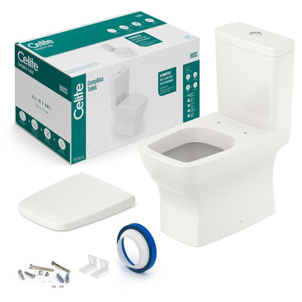 Kit Vaso Sanitário Com Caixa Acoplada Assento Termofixo E Acessórios De Instalação Boss Beige Celite - 5