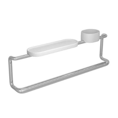 Barra De Apoio Para Banheiro Com Prateleira E Porta Objetos Cromado Deca 70cm