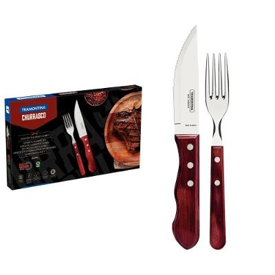 Kit Para Churrasco Em Inox Polywood Com 12 Peças Vermelho Tramontina