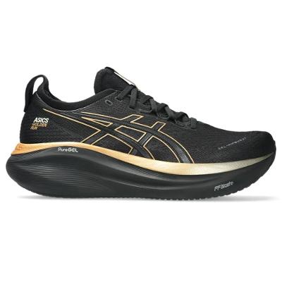 Tênis ASICS GEL-Nimbus 27 - Feminino - Preto/Dourado