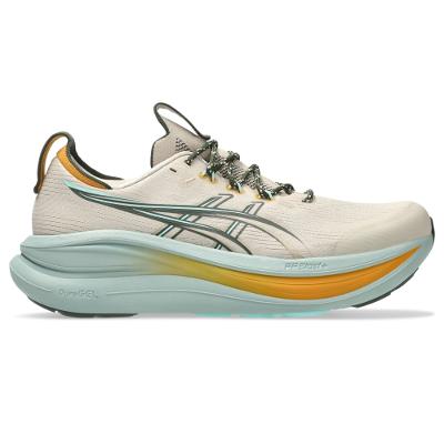 Tênis ASICS GEL Nimbus 28 - Feminino - Bege/Azul