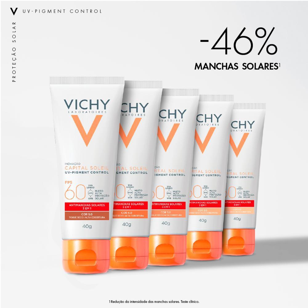 Vichy Capital Soleil UV-Pigment Control FPS 60 5.0 Protetor Solar Facial Antimanchas 40g - 5