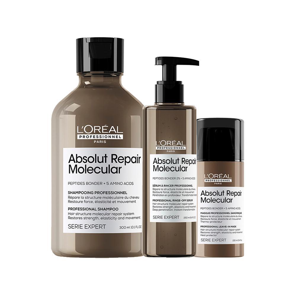 Kit L'Oréal Professionnel Absolut Repair Molecular – Shampoo 300ml e Leave-in e Sérum - 1