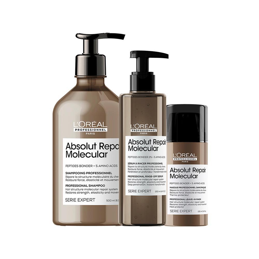 Kit L'Oréal Professionnel Absolut Repair Molecular - Shampoo 500ml e Leave-in 100ml e Sérum 250ml - 1