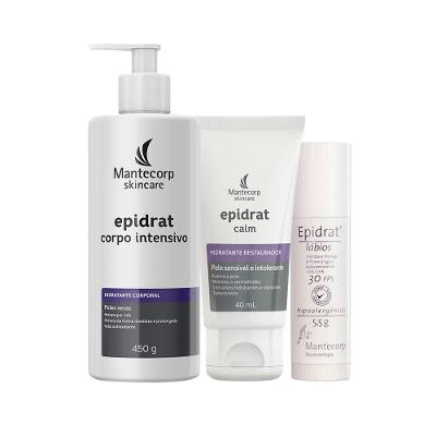 Kit Hidratantes Mantecorp Epidrat - Creme Facial Hidratante e Creme Corporal Hidratante e Hidratante Labial FPS30 5,5g