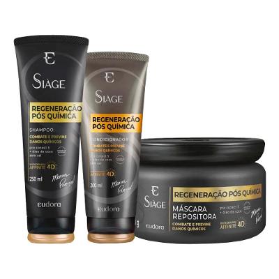 Kit Eudora Siáge Regeneração Pós Química4D - Shampoo e Condicionador e Máscara
