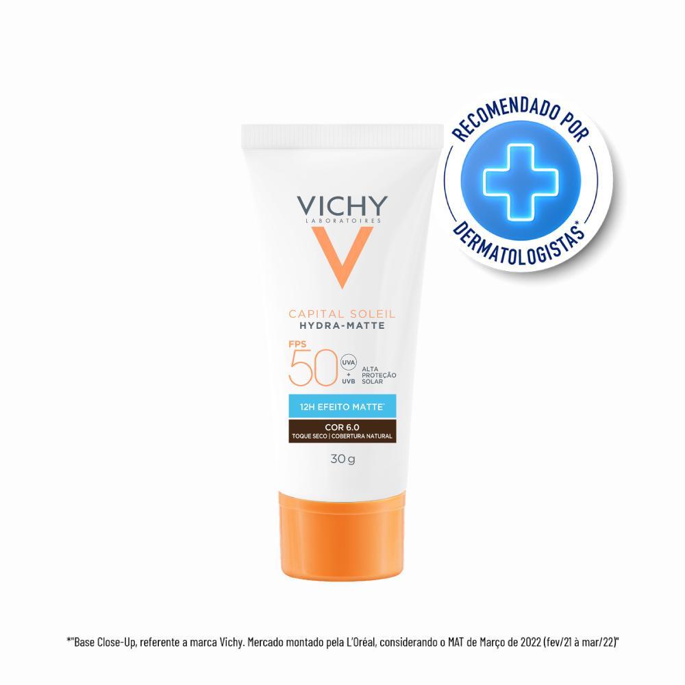 Vichy Capital Soleil Hydra-Matte Protetor Solar Facial FPS 50 Cor 6.0 30g - 2