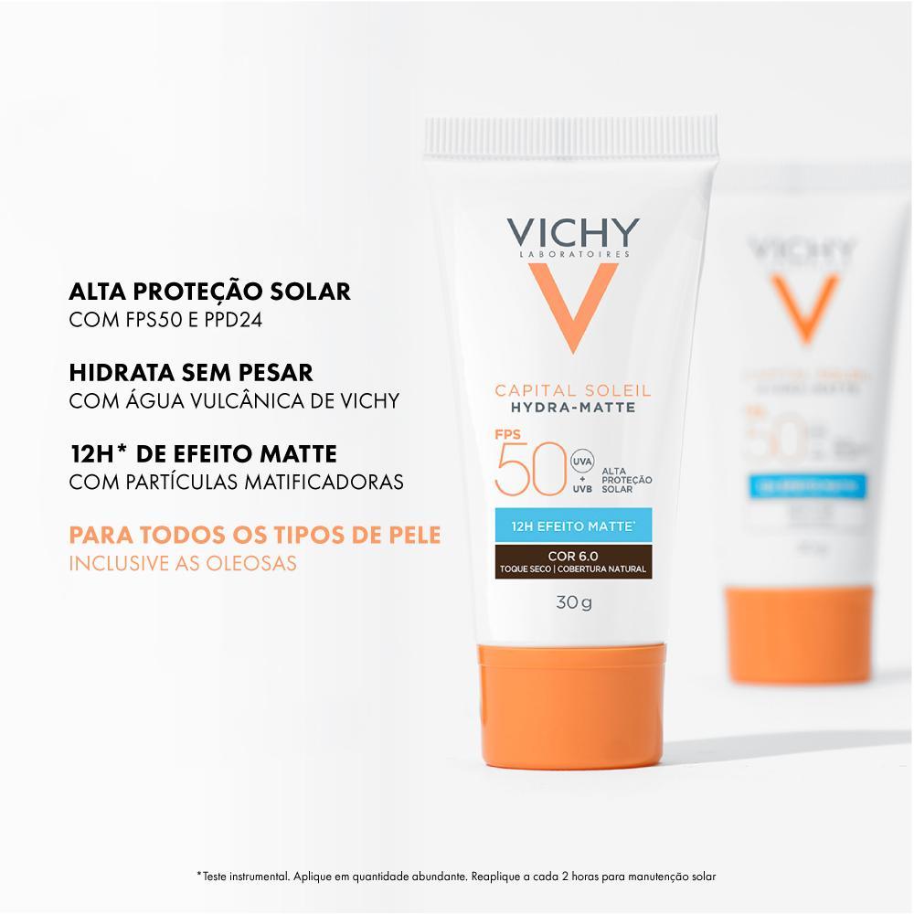 Vichy Capital Soleil Hydra-Matte Protetor Solar Facial FPS 50 Cor 6.0 30g - 5