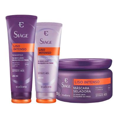 Kit Eudora Siáge Liso Intenso 4D - Shampoo e Condicionador e Máscara