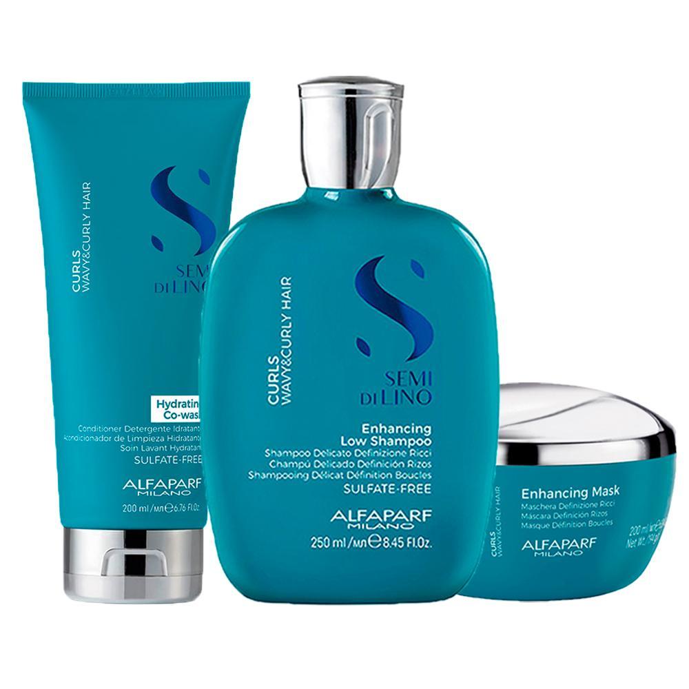 Kit Alfaparf Milano Professional Semi Di Lino Curls - Shampoo e Condicionador e Máscara de Definição - 1