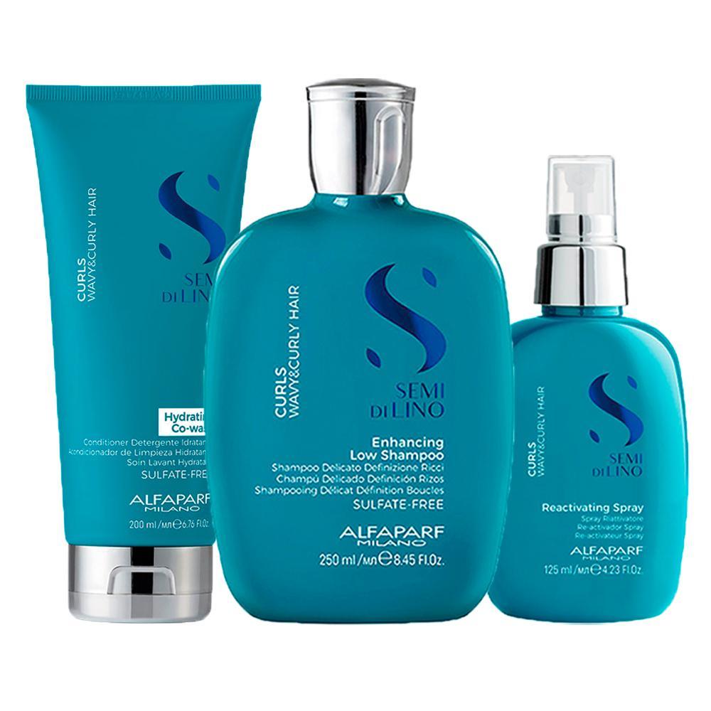 Kit Alfaparf Milano Professional Semi Di Lino Curls - Shampoo e Condicionador e Spray Ativador - 1