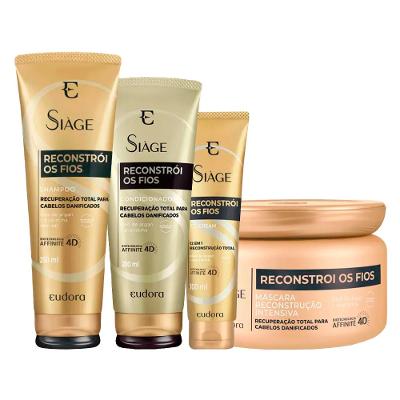 Kit Eudora Siáge Reconstrói os Fios 4D - Shampoo e Condicionador e Máscara e CC Cream