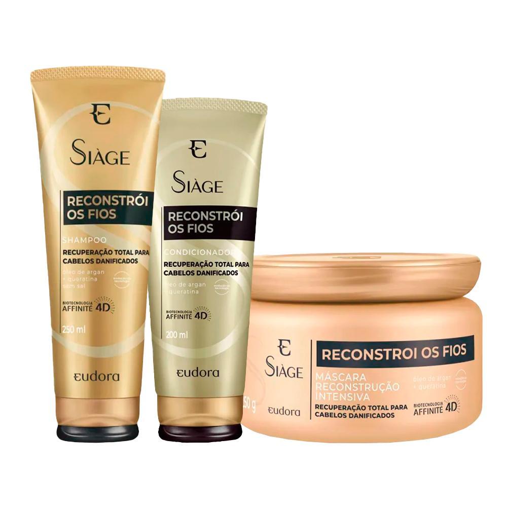Kit Eudora Siáge Reconstrói os Fios 4D - Shampoo e Condicionador e Máscara - 1
