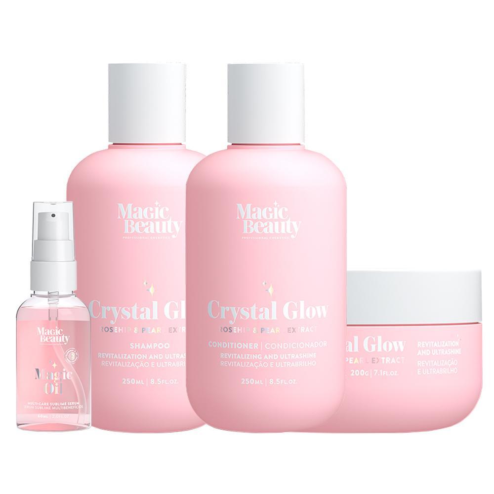 Kit Magic Beauty Crystal Glow - Shampoo 250ml e Condicionador  250ml e Máscara 200g e Sérum  60ml - 1
