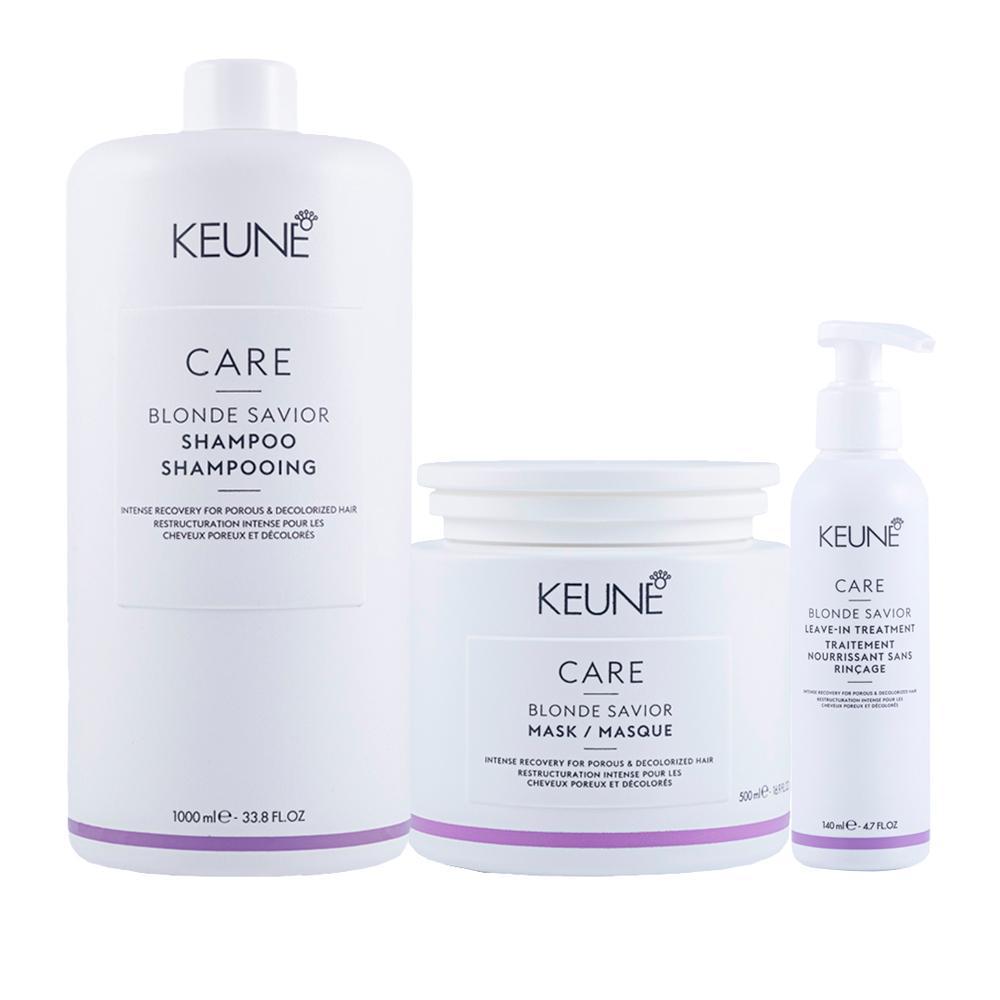 Kit Keune Cuidado da Cor Blonde Savior- Shampoo e Máscara de Reparação e Leave-in 140 ml - 1