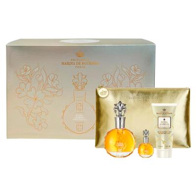 Kit Marina De Bourbon Royal Diamond EDP Perfume Feminino 100ml e Loção Corporal 100ml e Mini 20ml e Necessaire