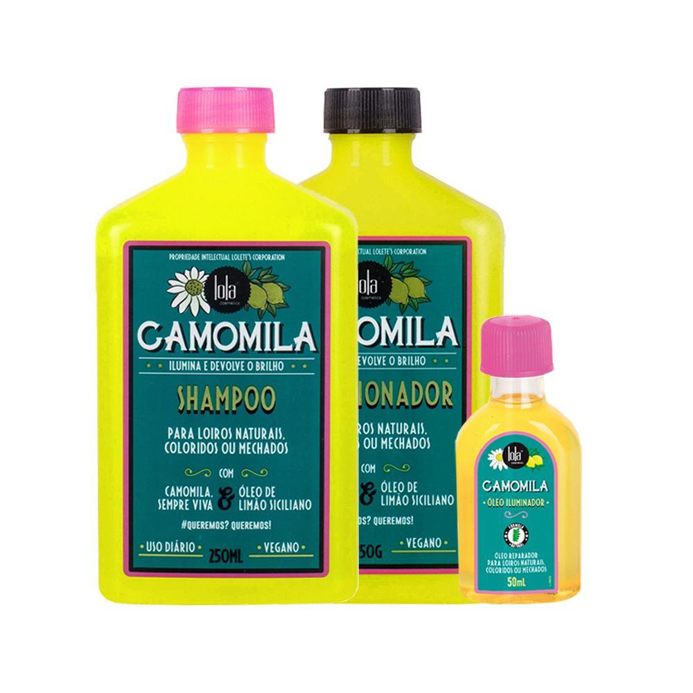Kit Lola Cosmetics Camomila -  Shampoo 250ml e Condicionador 250g e Óleo Capilar Iluminador 50ml - 1