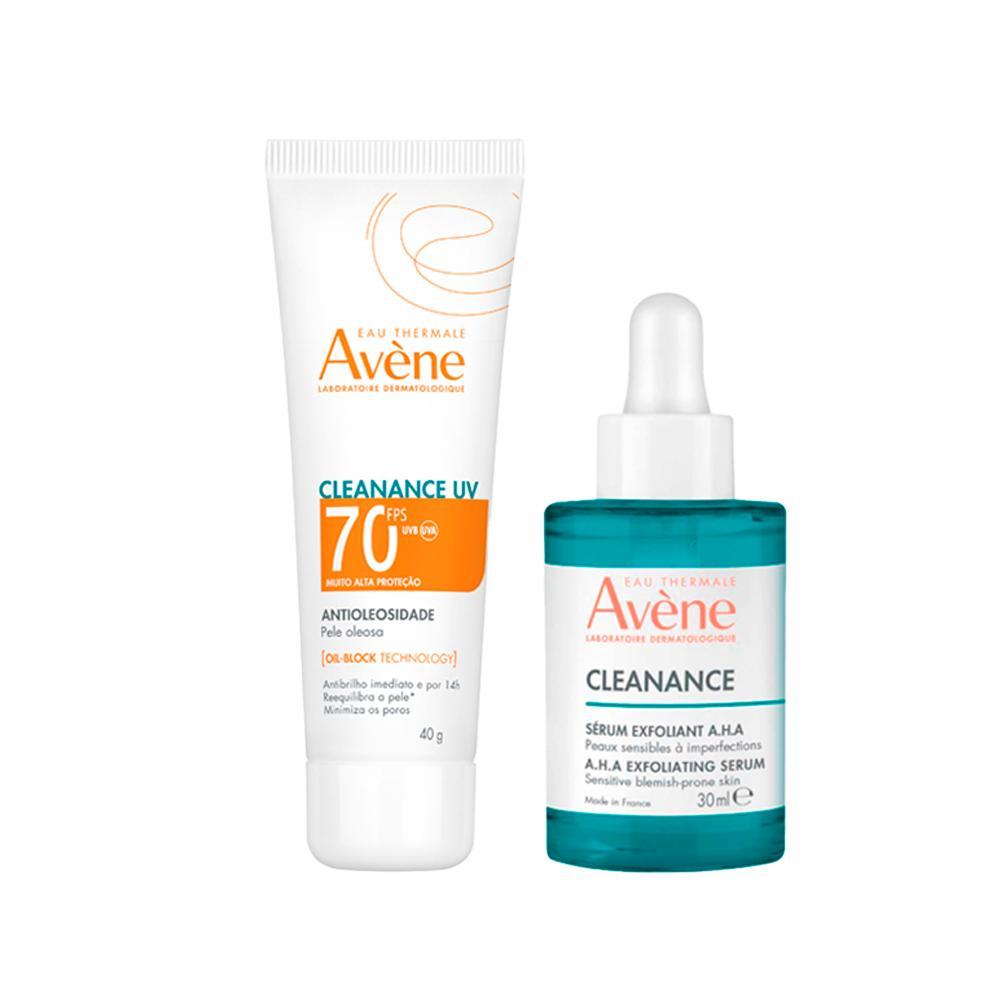 Kit Avène Cleanance Eau Thermale A.H.A Sérum Esfoliante Facial +Eau Thermale Uv Protetor Solar Fps70 - 1