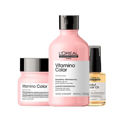 Kit L'oréal Professionnel Serie Expert Vitamino Color - Shampoo 300ml + Máscara Capilar 250g  + Óleo Capilar Absolut Repair 10 In 1 30ml
