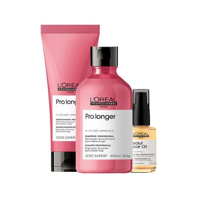 Kit L'oréal Professionnel Serie Expert Pro Longer - Shampoo 300ml + Condicionador 200ml + Óleo Capilar Absolut Repair 10 In 1 30ml