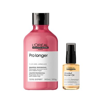 Kit L'oréal Professionnel Serie Expert Pro Longer - Shampoo 300ml + Óleo Capilar Absolut Repair 10 In 1 30ml