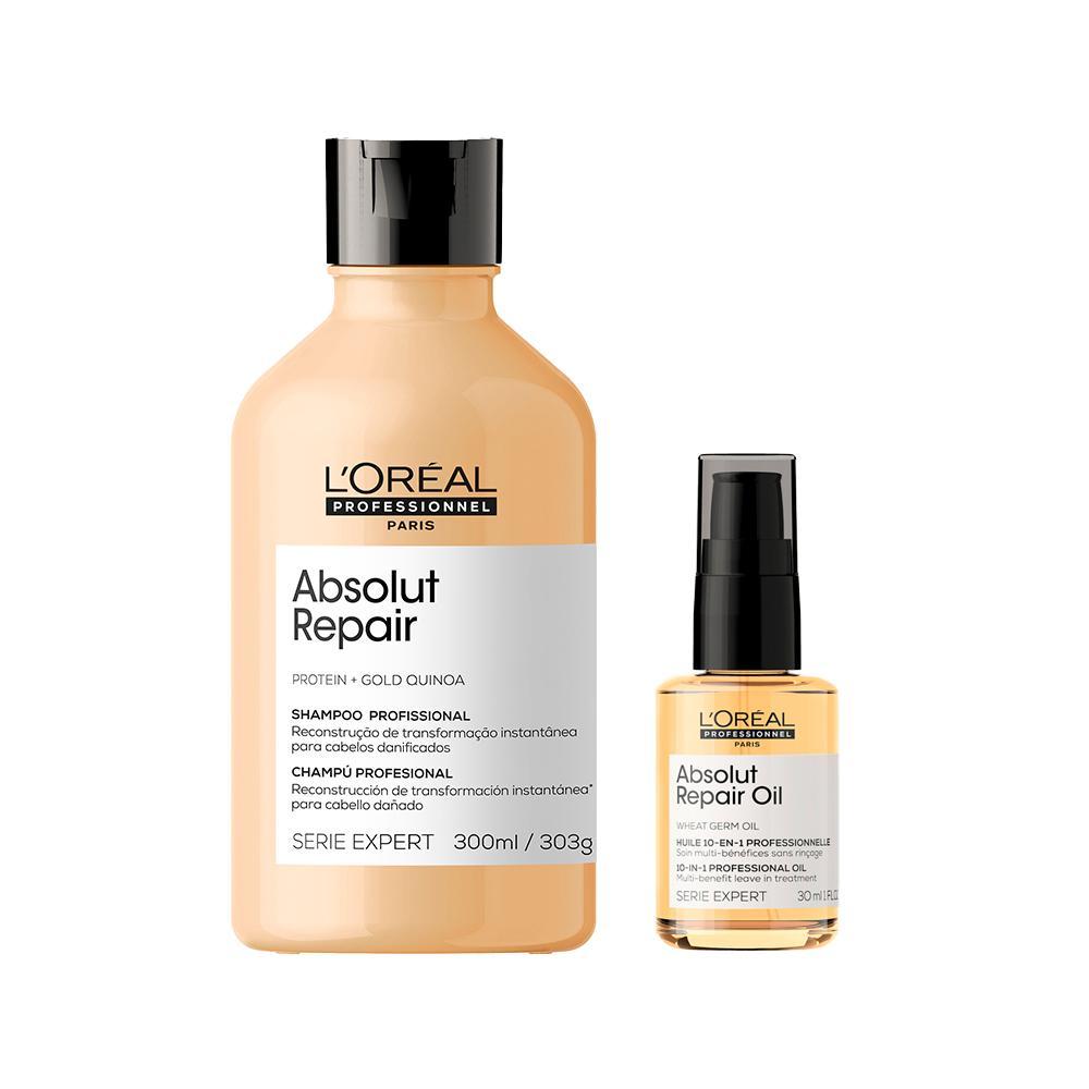 Kit L'oréal Professionnel Serie Expert Absolut Repair Gold Quinoa - Shampoo 300ml + Óleo Capilar 30ml - 1