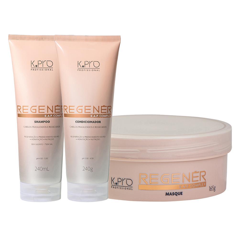 Kit K-Pro Profissional Regenér K.A.P Complex -Shampoo 240ml + Condicionador 240g + Máscara 165g - 1