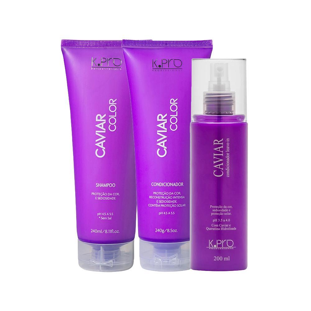Kit K-Pro Profissional Caviar - Shampoo 240ml+ Condiconador 240g + Leave-In 200ml - 1