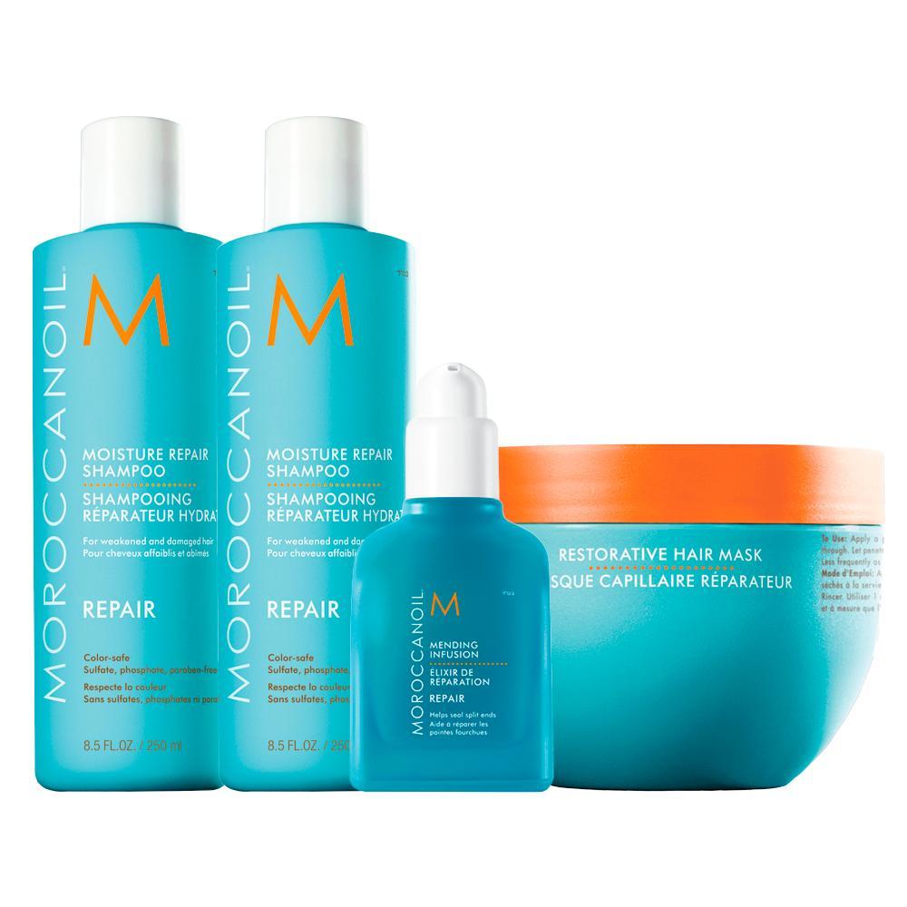 Kit Moroccanoil Moisture Repair - Shampoo 250ml + Condicionador 250ml + Máscara 250g + Loção Reparadora De Pontas 75ml - 1