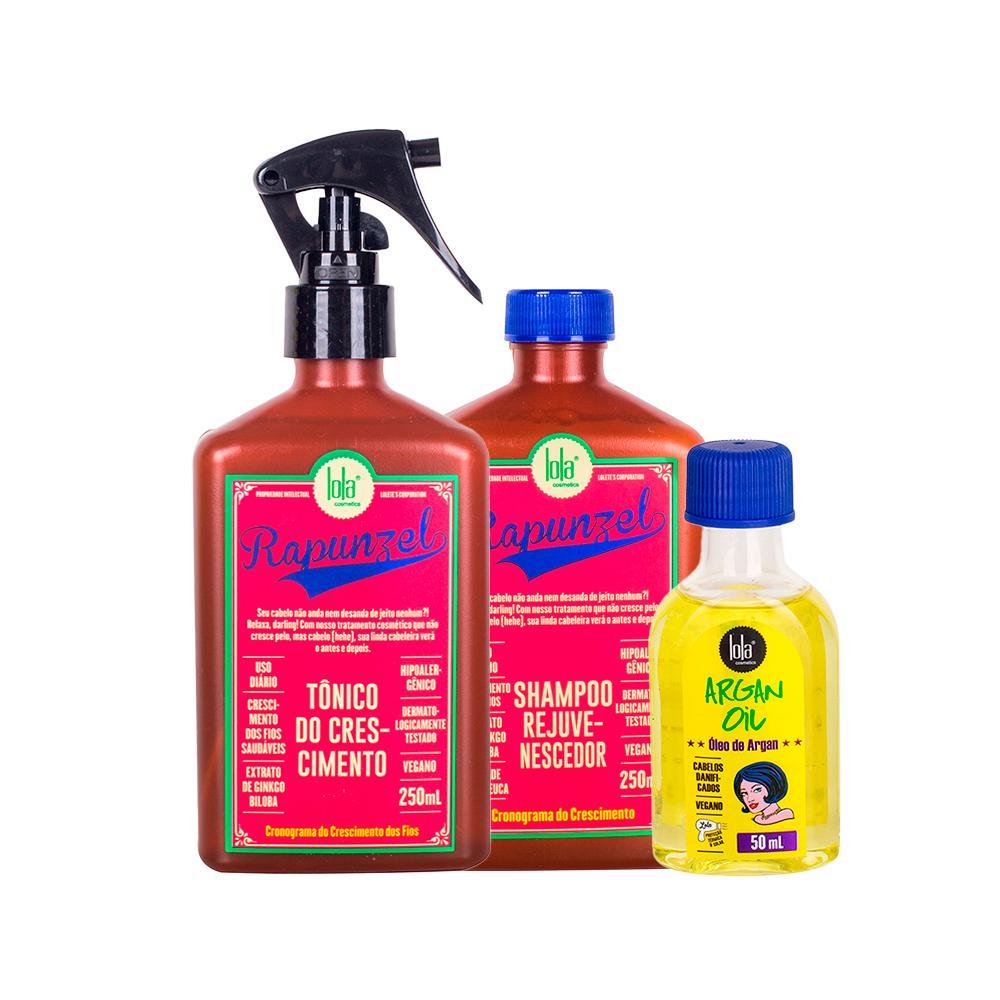 Kit Lola From Rio - Leave-In Argan Oil  50ml + Shampoo Rapunzel  250ml + Tônico Rapunzel  250ml - 1