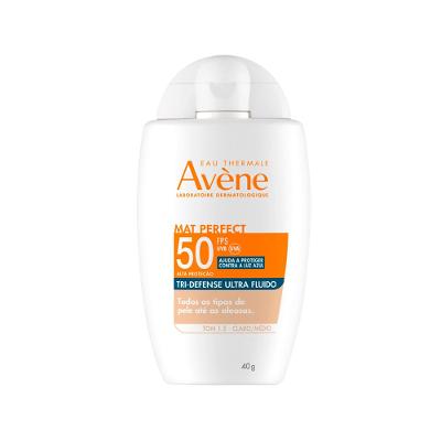 Avène Mat Perfect Tri-Defense Ultra Fluido Protetor Solar Facial Tom 1.5 Claro/Médio FPS 50 40g