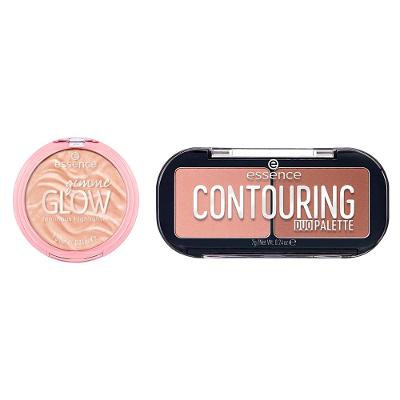 Kit Essence Paleta de Contorno Matte Contouring Duo 7 g + Iluminador Compacto em Pó Gimme Glow 10 Nude 9 g