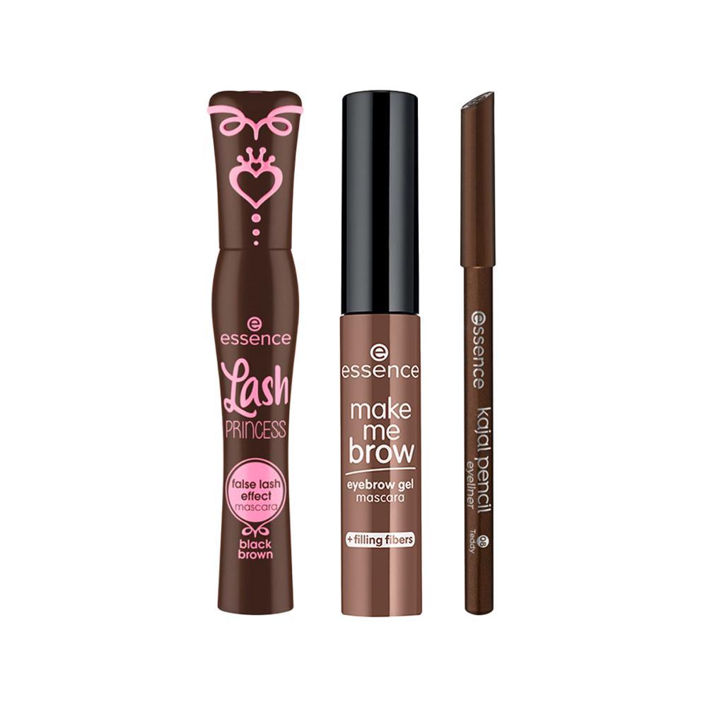Kit Essence Máscara para Sobrancelha Browny Brows 3,8 ml + Máscara para Cílios Marrom 12ml + Lápis de Olho Kajal 08 Marrom 1g - 1