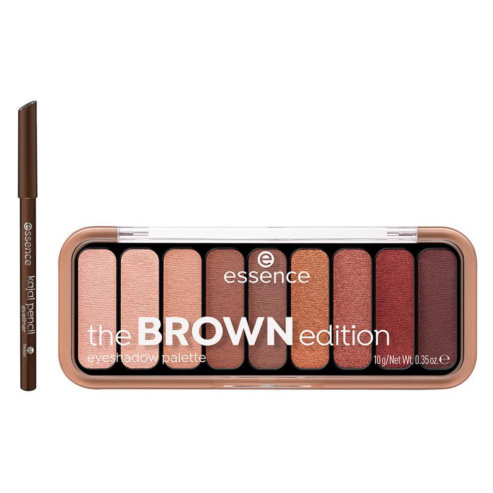 Kit Essence Lápis de Olho Cremoso Kajal 08 Marrom 1g + Paleta de Sombra em Pó The Brown 9 Shades - 1