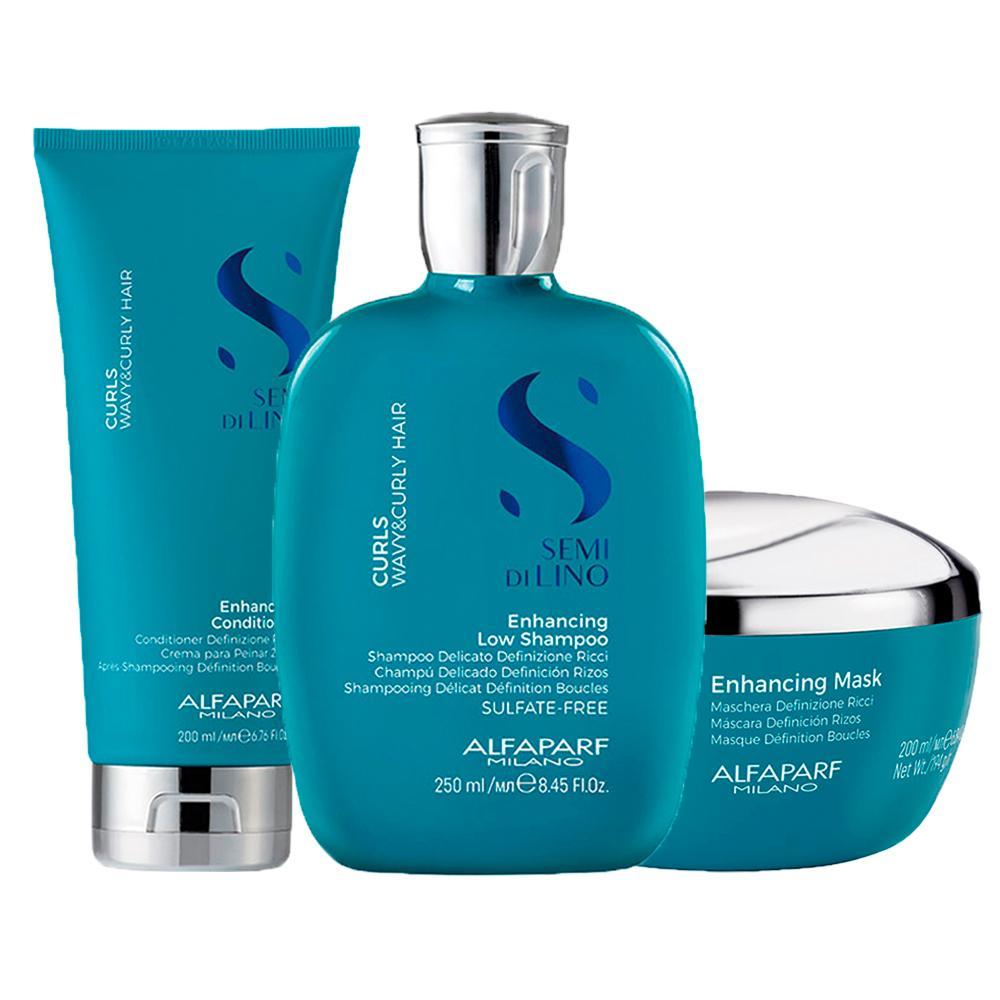 Kit Alfaparf Milano Professional Semi Di Lino Curls - Shampoo e Condicionador e Máscara - 1