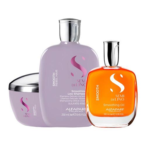 Kit Alfaparf Milano Professional Semi Di Lino Smooth Smoothing - Shampoo e Máscara e Óleo