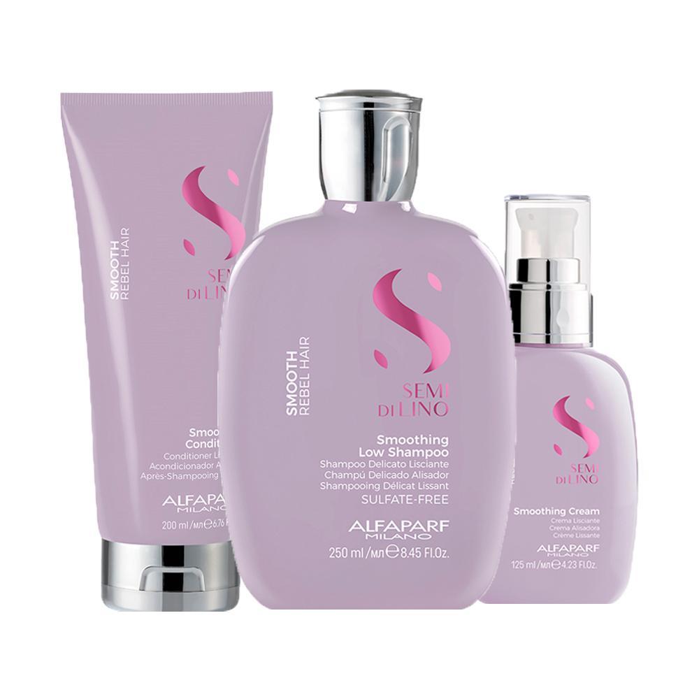 Kit Alfaparf Milano Professional Semi Di Lino Smooth - Shampoo e Condicionador e Creme - 1