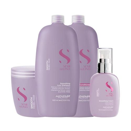 Kit Alfaparf Milano Professional Semi Di Lino Smooth Smoothing - Shampoo e Condicionador e Máscara e Creme