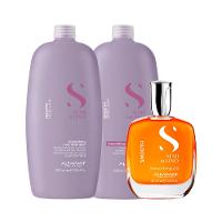 Kit Alfaparf Milano Professional Semi Di Lino Smooth Smoothing - Shampoo e Condicionador e Óleo - 1