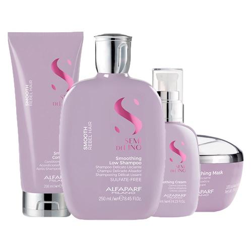 Kit Alfaparf Milano Professional Semi Di Lino Smooth - Shampoo e Condicionador e Máscara e Creme