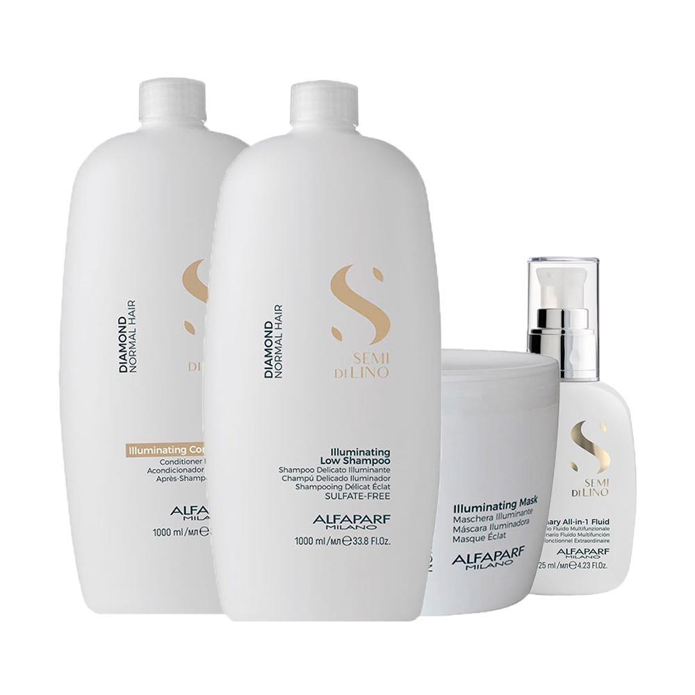 Kit Alfaparf Milano Professional Semi Di Lino Diamond - Shampoo e Condicionador e Máscara e Finalizador - 1