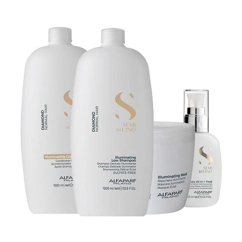 Kit Alfaparf Milano Professional Semi Di Lino Diamond - Shampoo e Condicionador e Máscara e Finalizador