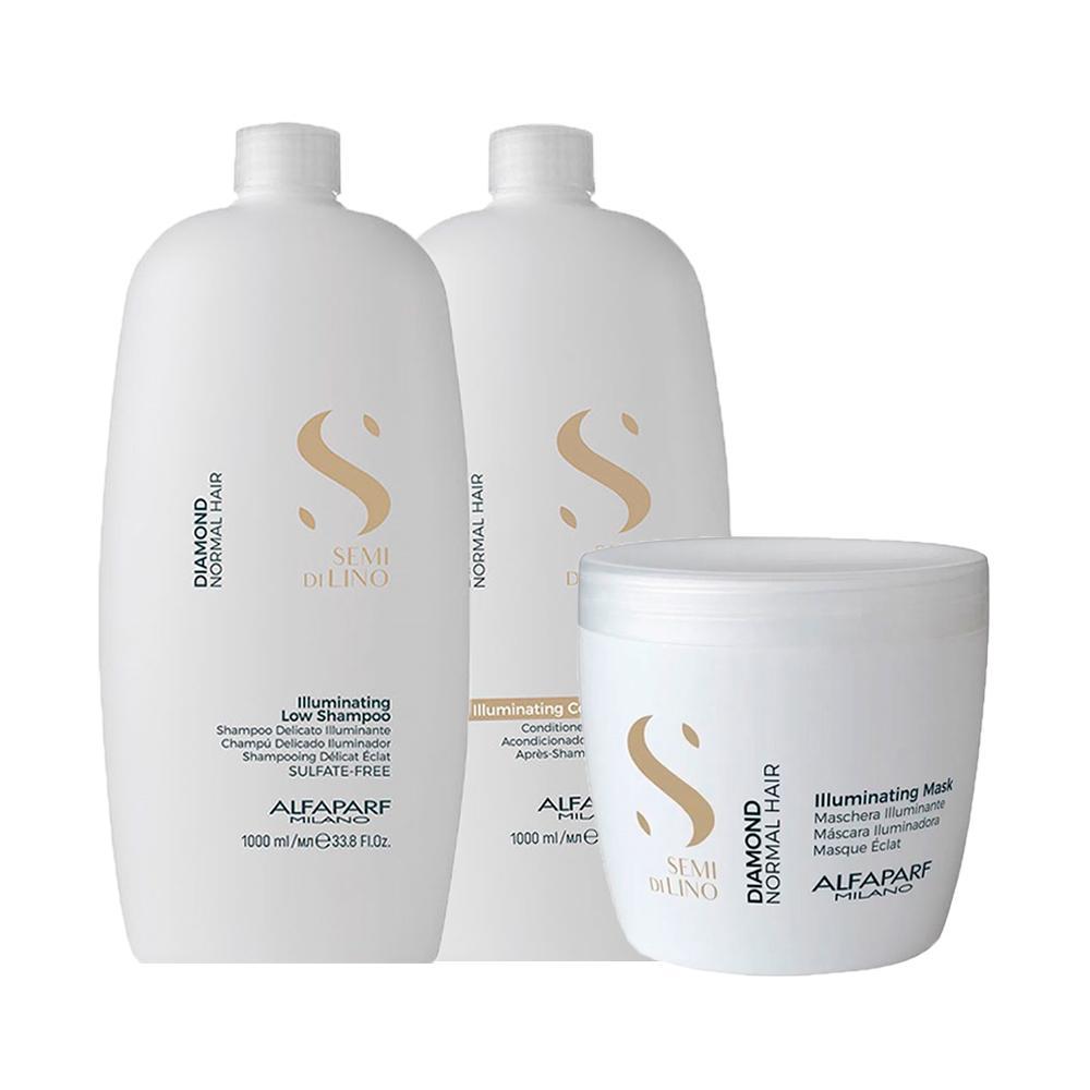 Kit Alfaparf Milano Professional Semi Di Lino Diamond Profissional - Shampoo e Condicionador e Máscara - 1