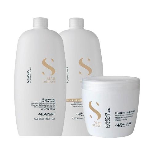Kit Alfaparf Milano Professional Semi Di Lino Diamond Profissional - Shampoo e Condicionador e Máscara