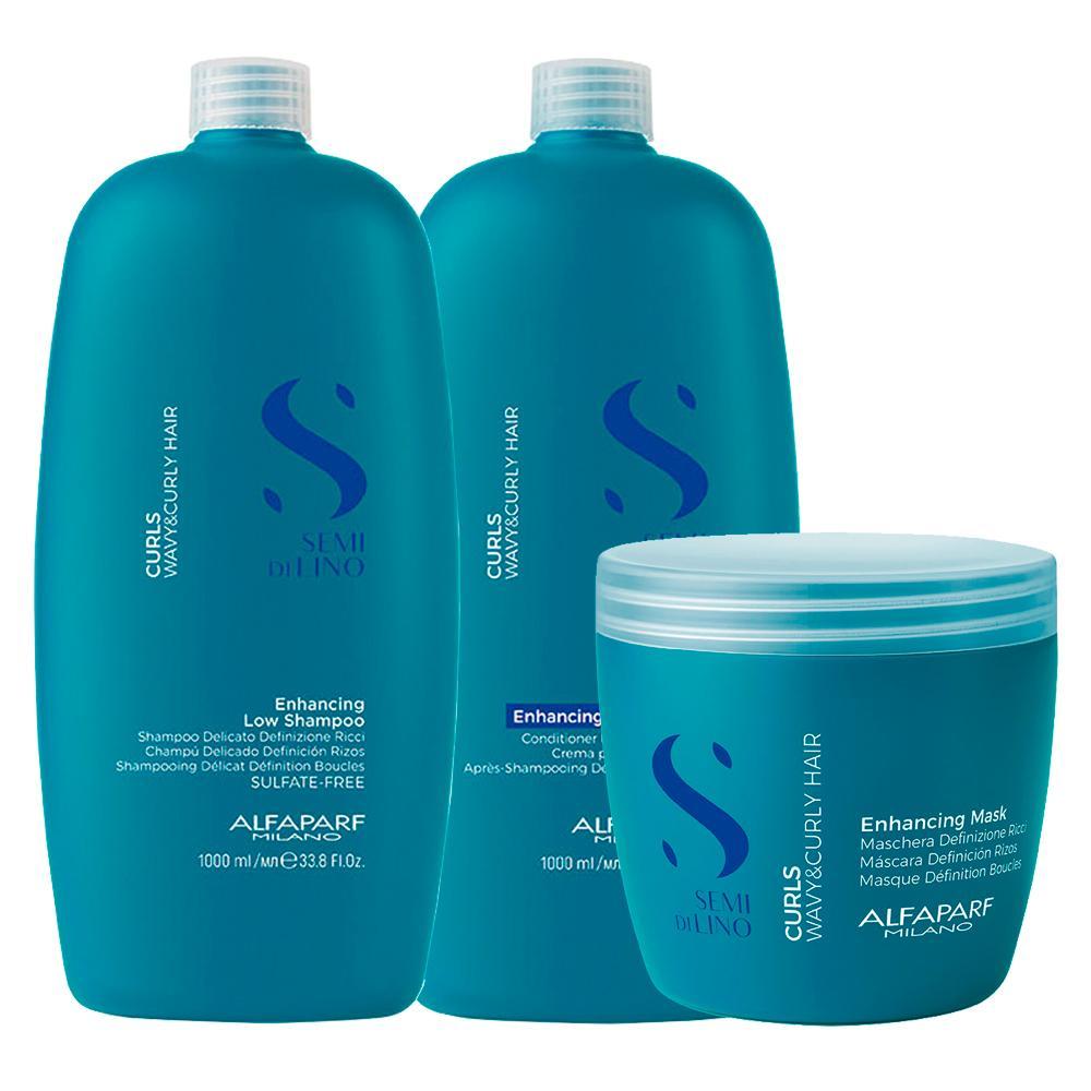 Kit Alfaparf Milano Professional Semi Di Lino Curls Profissional - Shampoo e Condicionador e Máscara - 1