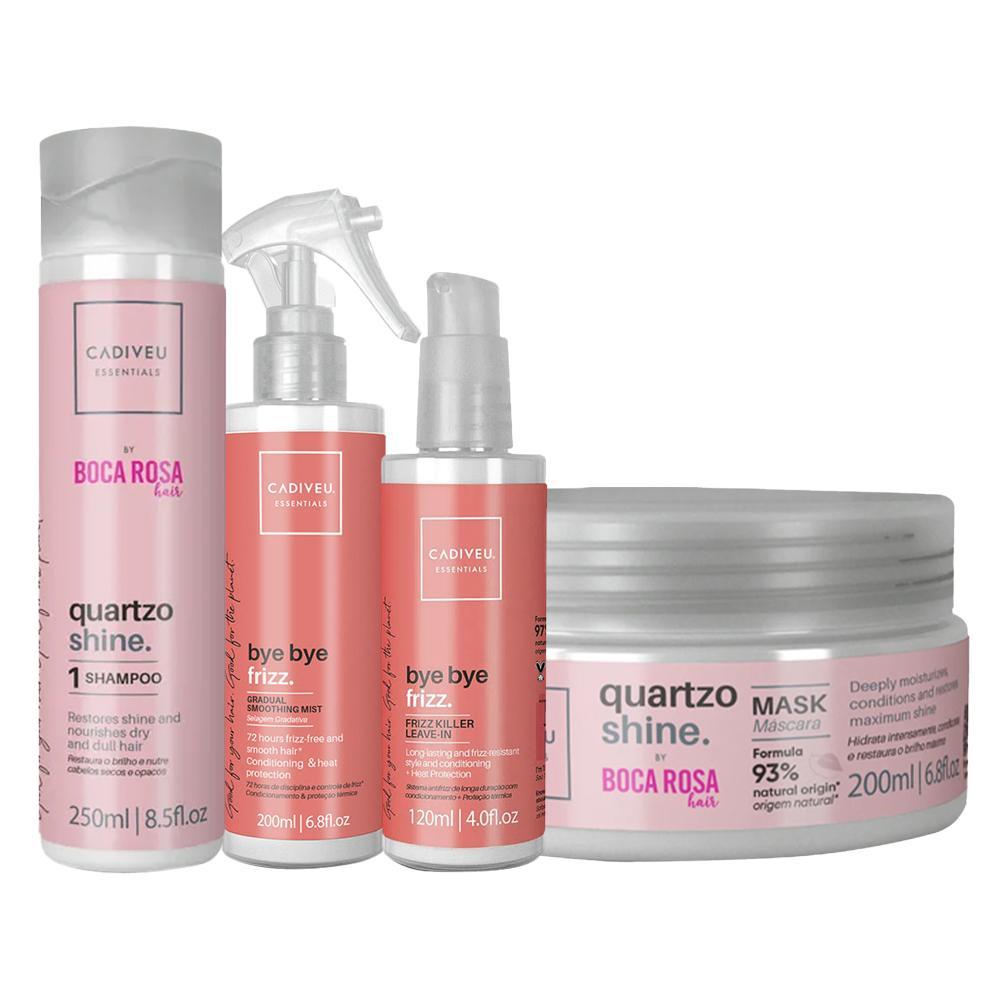 Kit Cadiveu Essentials Quartzo Shine e Bye Bye Frizz - Shampoo e Máscara e 2 Leave-in - 1