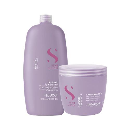 Kit Alfaparf Milano Professional Semi Di Lino Smooth Smoothing Profissional - Shampoo e Máscara