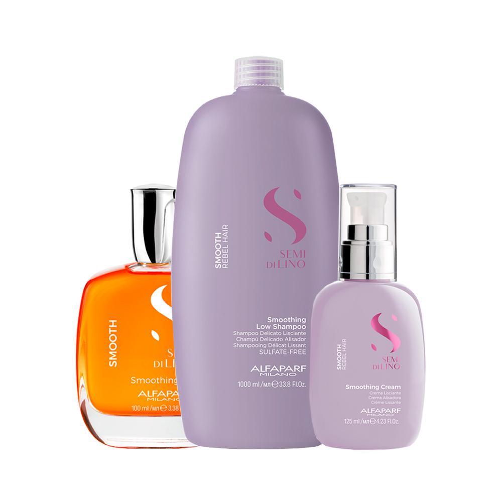 Kit Alfaparf Milano Professional Semi Di Lino Smooth Smoothing - Sshampoo e Creme e Óleo - 1